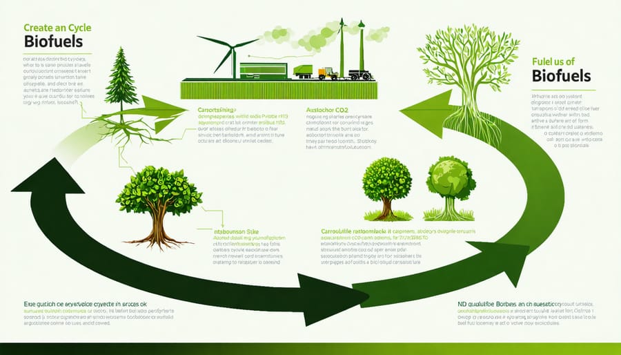 Diagram illustrating the carbon neutral cycle of biofuel production and consumption