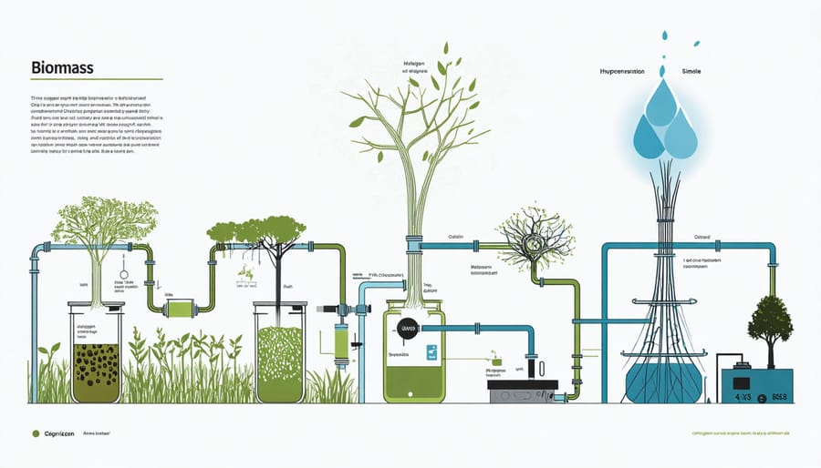 Infographic illustrating the steps of converting agricultural waste into hydrogen fuel