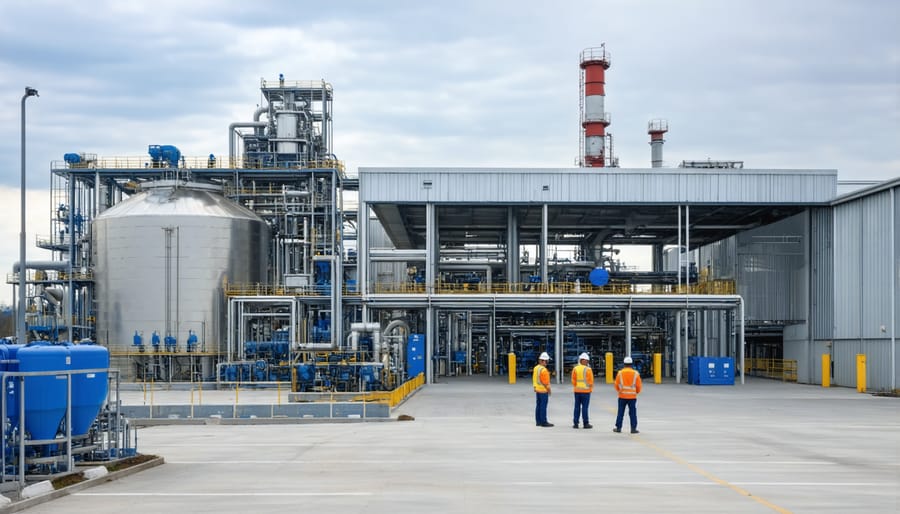 Senior technicians operating control systems at an Australian biomass energy facility