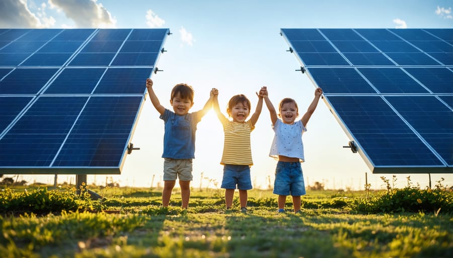 Australian family reviewing energy management options on digital tablet at home