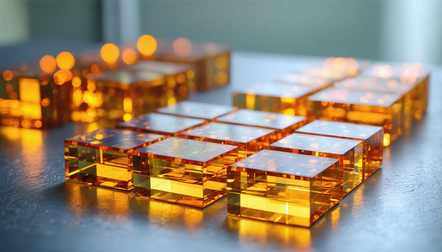 Research scientist examining perovskite solar cell sample in modern laboratory