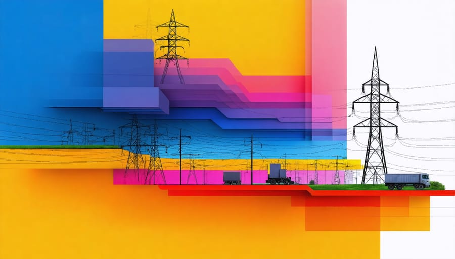 Diagram illustrating multiple layers of smart grid cybersecurity protection from edge devices to central systems