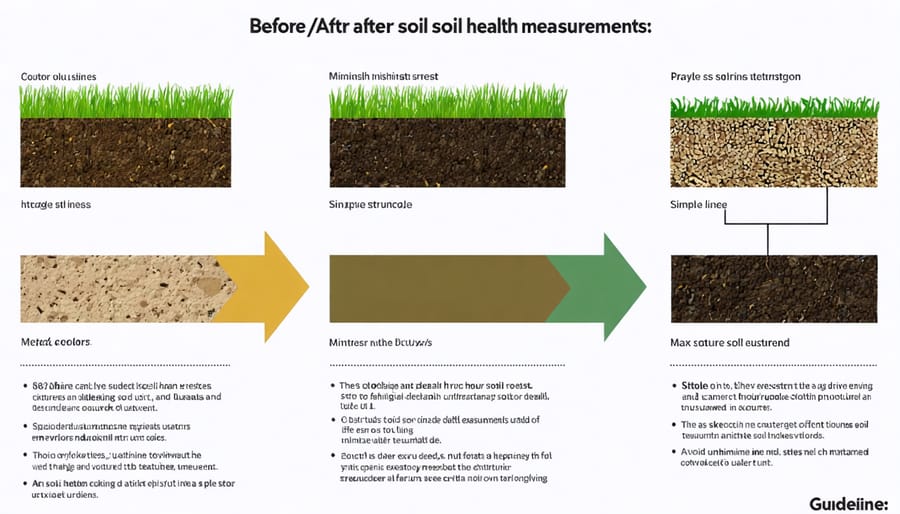 Visual comparison of soil health indicators before and after biomass treatment