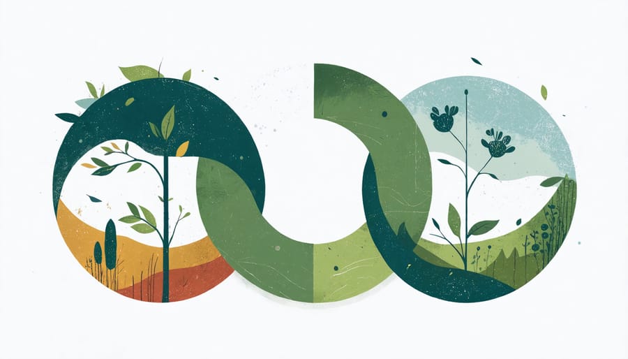 Three interconnected circles diagram showing cultural integration in sustainability
