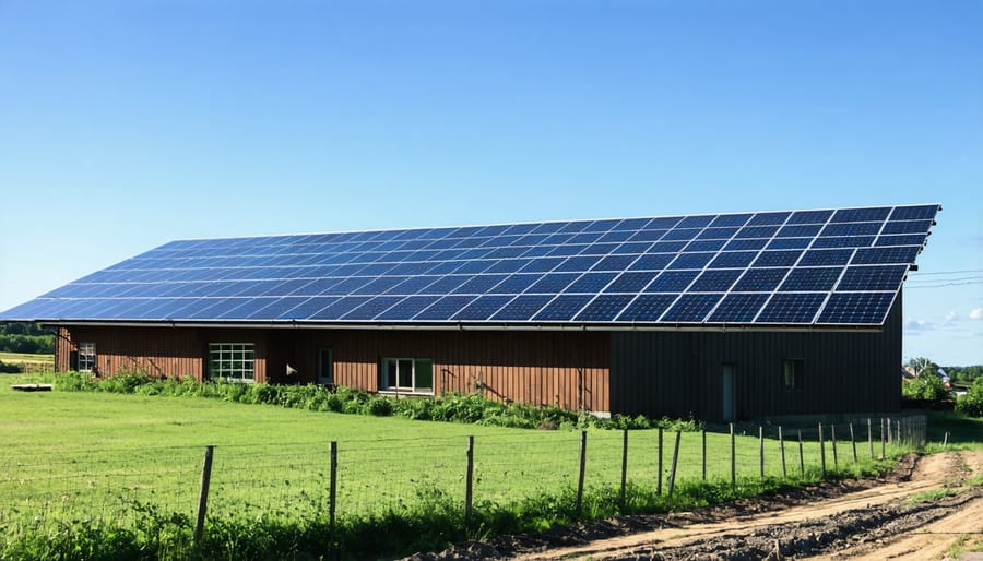 Local business owner in front of café with solar panels showing economic benefits of community energy projects