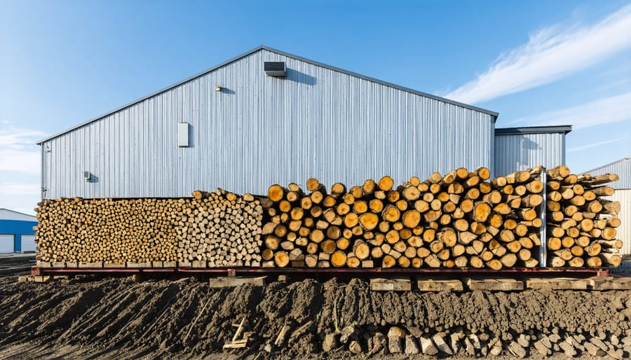 Modern district heating facility with biomass storage infrastructure in regional Australian setting