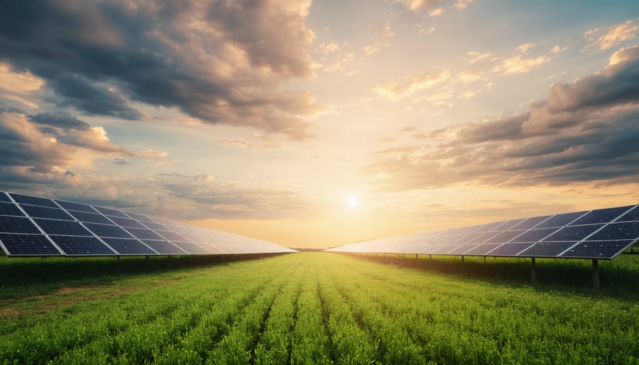 Business professionals discussing investment documents in modern office setting