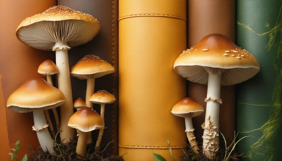 Close-up of mushroom leather biomaterial showing natural texture and organic appearance
