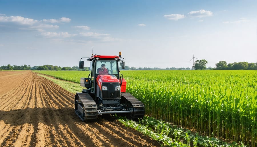 Farmer using portable spectroscopy device to test biomass quality in the field