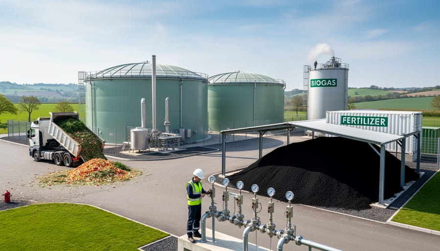 Industrial biogas digester facility in rural Australian setting
