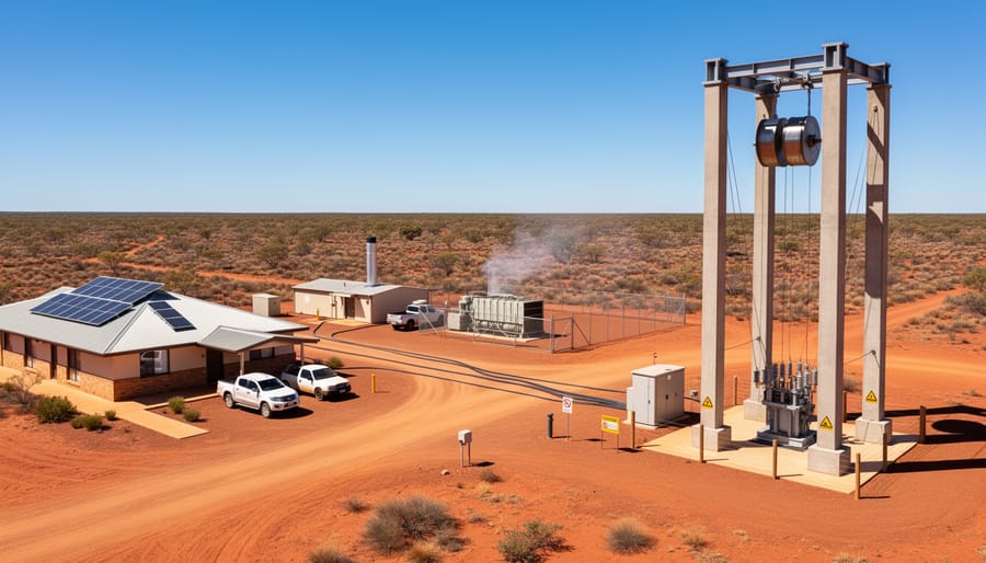Remote outback Australian community with renewable energy infrastructure and storage facilities