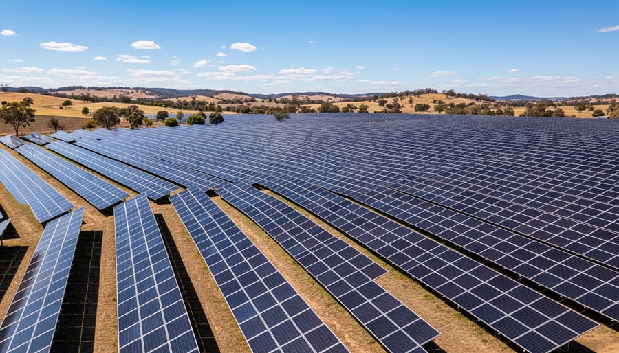 Close-up detail of solar panel surface showing photovoltaic cell structure