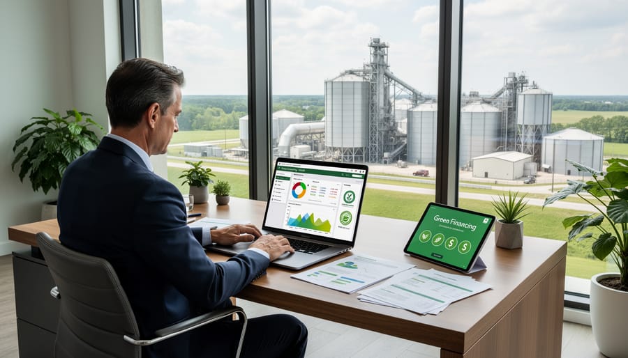 Modern biomass energy facility in Australian landscape with natural forest surroundings