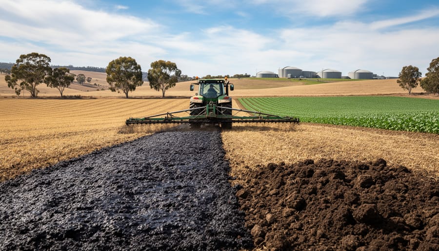 Farmer holding nutrient-rich digestate soil produced from bioenergy process