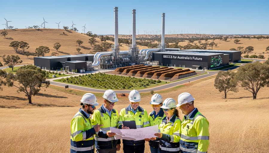 Workers at modern bioenergy facility representing regional employment opportunities