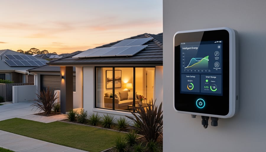 Person monitoring home energy storage system via smartphone app