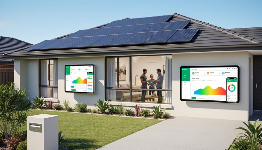 Modern Australian home with solar panels and visible smart home technology