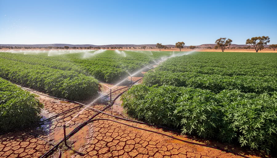 Water-efficient irrigation system in Australian biomass crop field