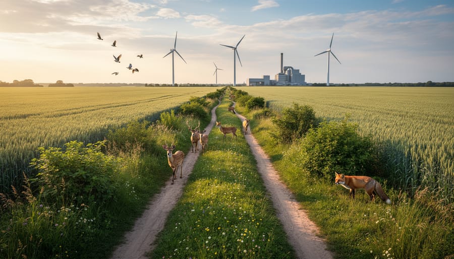 Kangaroos near native vegetation corridor in bioenergy agricultural landscape