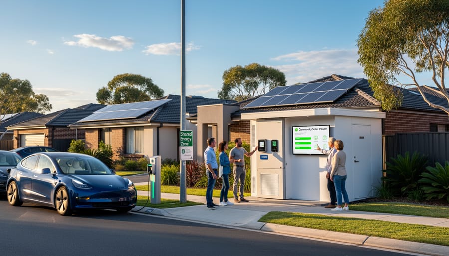 Australian suburban homes with solar panels visible on residential rooftops