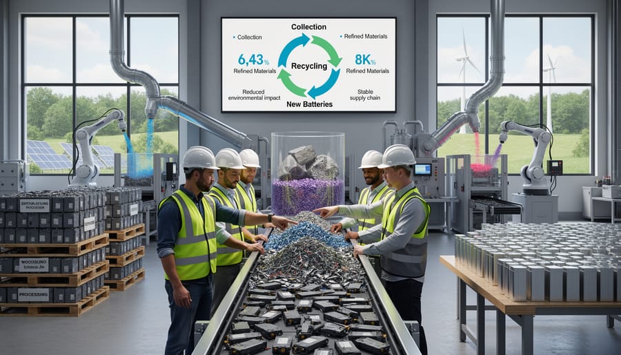 Disassembled lithium battery components being prepared for recycling