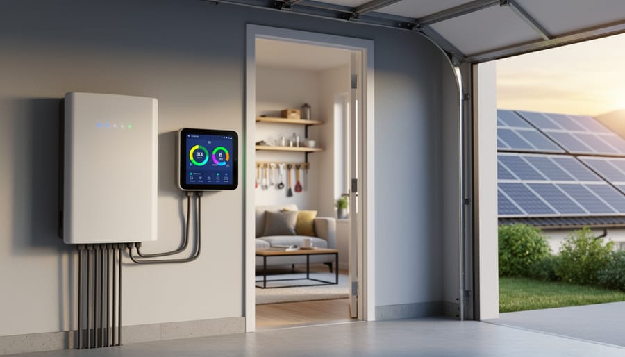 Residential battery storage system installed in Australian home garage