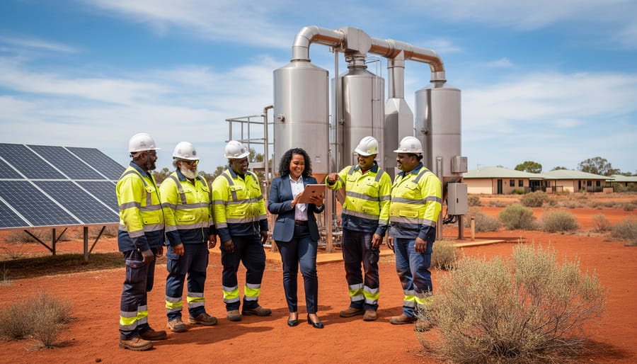 Indigenous Australian worker at bioenergy facility representing employment opportunities