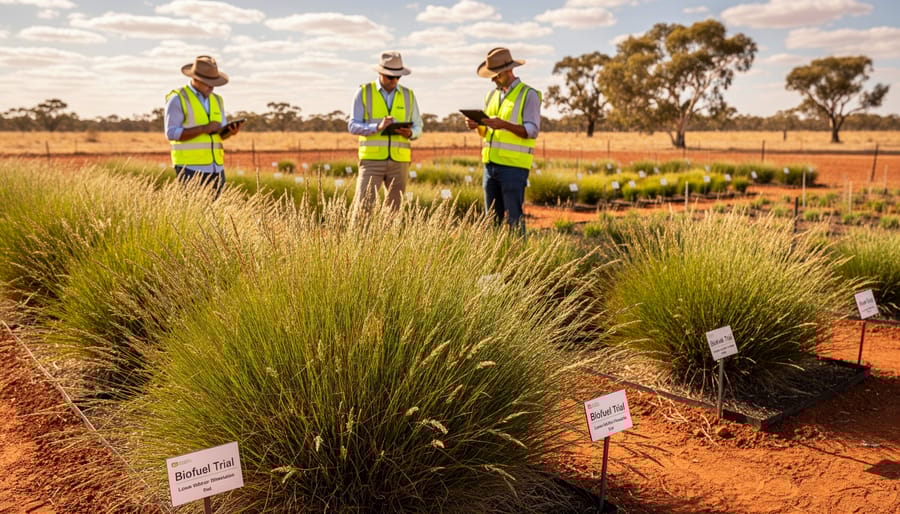 Close-up of native Australian grass seed heads in natural grassland setting