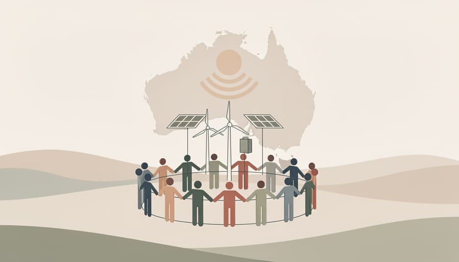 Diverse hands joining together symbolizing community collaboration in energy transition