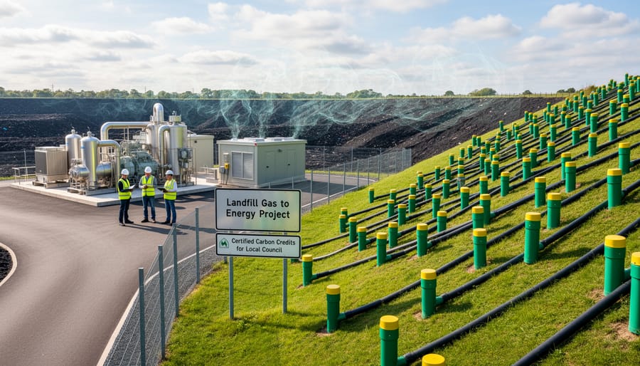 Industrial landfill gas capture equipment and methane collection infrastructure