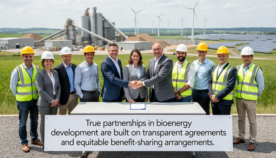 Hands of Indigenous and non-Indigenous partners during formal agreement signing