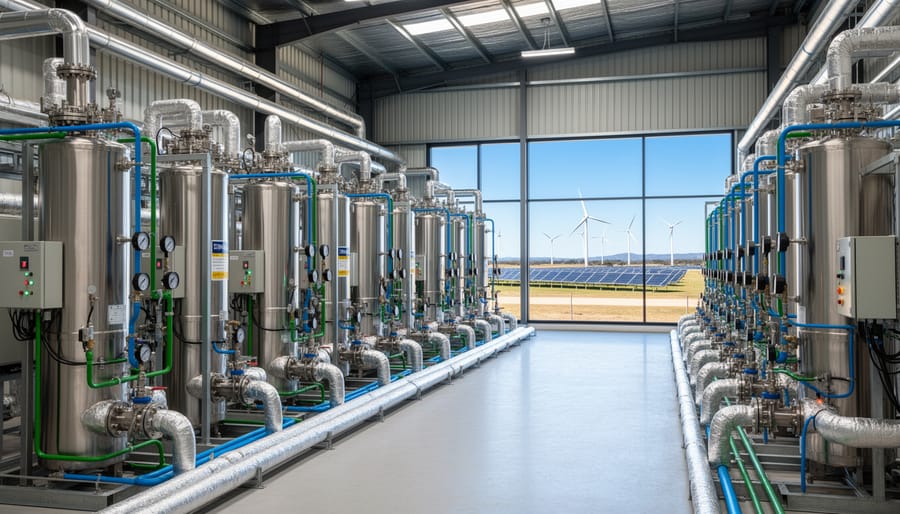 Large-scale electrolysis equipment in modern hydrogen production facility