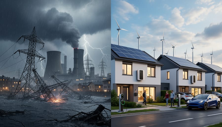 Damaged electrical transmission tower in Australian outback after extreme weather