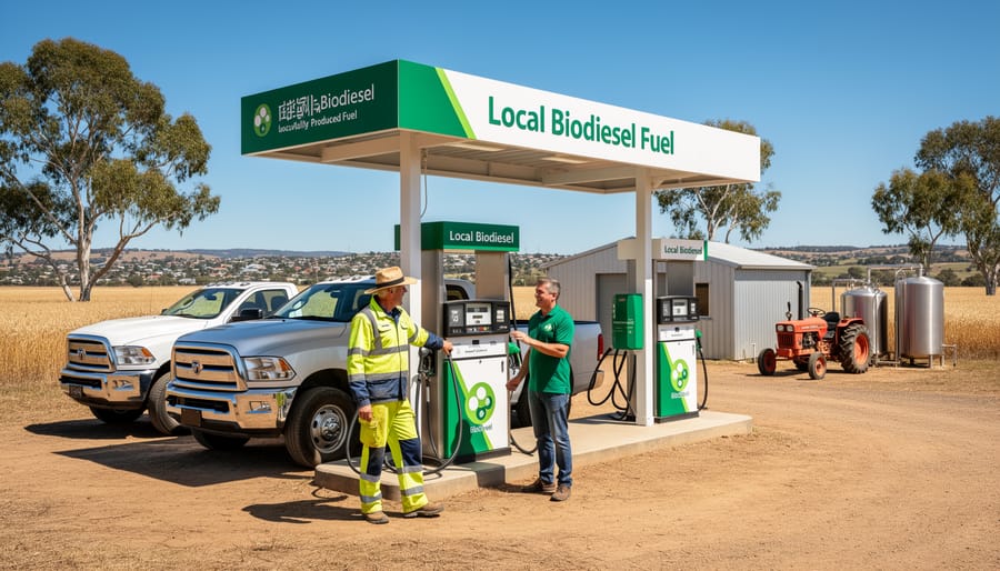 Truck refueling with biodiesel at rural Australian service station