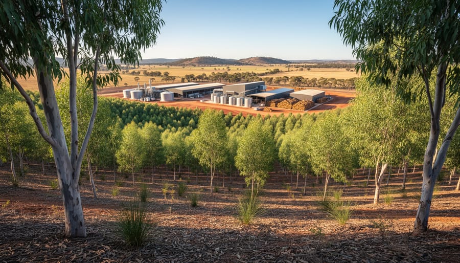 Mallee eucalyptus bioenergy plantation showing native alternative crops