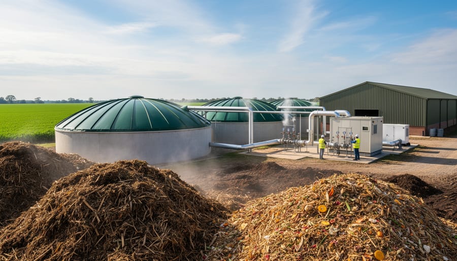 Close-up of decomposing organic waste and agricultural materials in composting process
