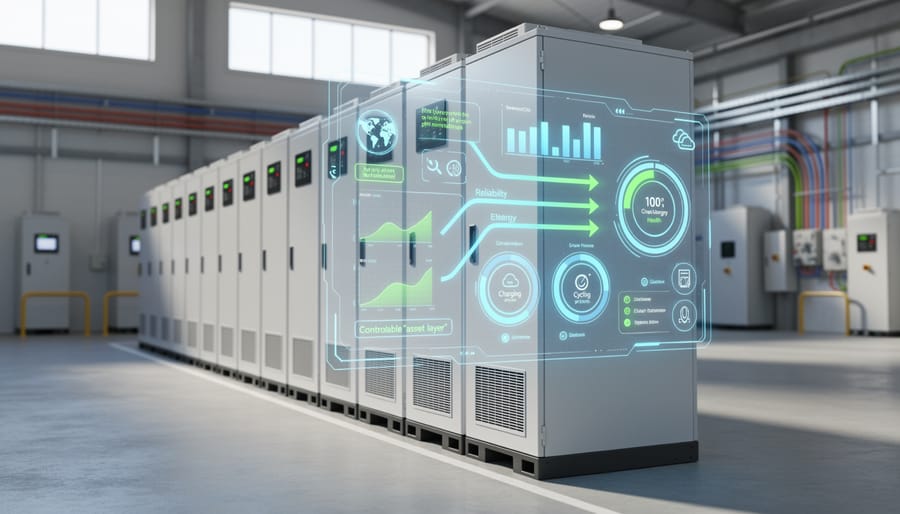 Utility-scale battery energy storage system unit in an industrial yard