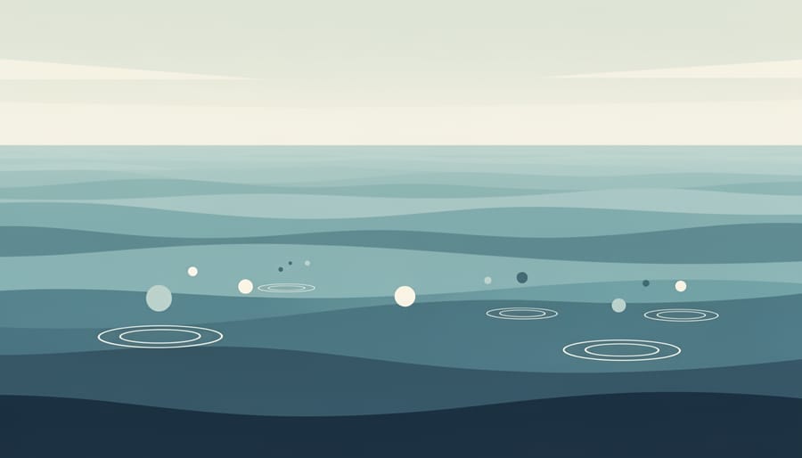 Wide view of sunlit coastal water and shoreline reflecting light, suggesting vast natural fuel availability.